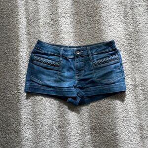 Bullhead boho braided denim shorts